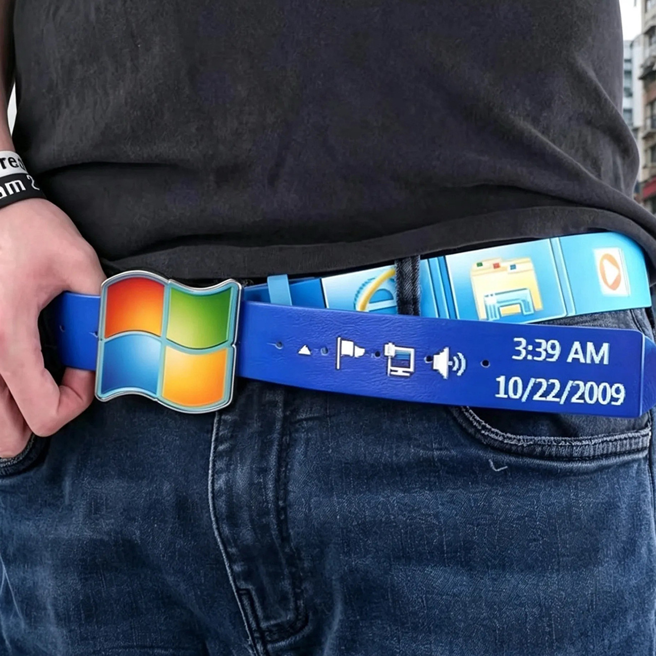 Tech Wear Accessories - Retro Desktop UI Printed Pin Buckle
