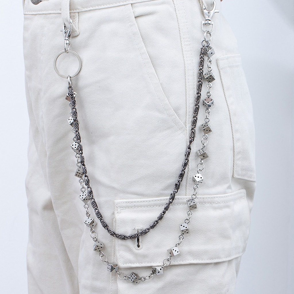 Tech Wear Accessories - Dice Pants Chain Men Punk Metal