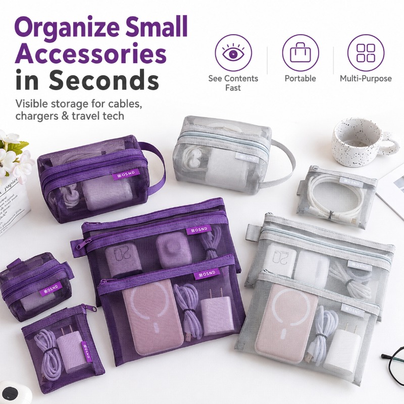 6PCS Portable Mesh Tech Access - Tech Accessories Travel Organizer Pouch ulasan dan harga