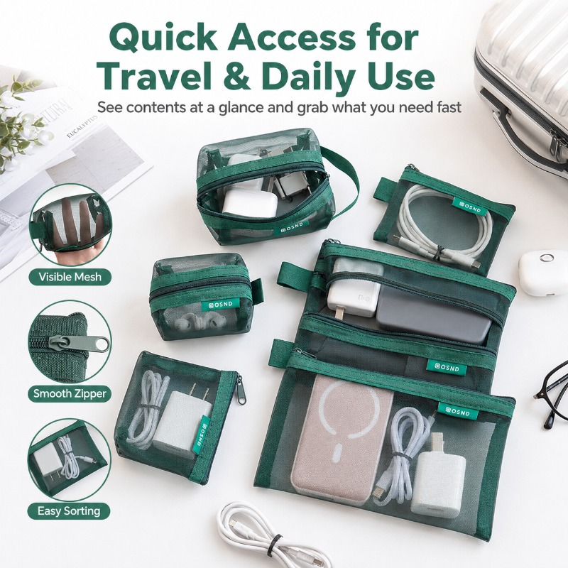 6PCS Portable Mesh Tech Access - Tech Accessories Travel Organizer Pouch ulasan dan harga