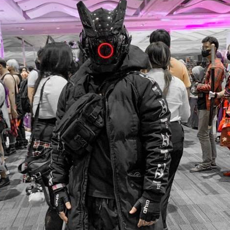 Cyberpunk LED Mask Cosplay Mas - Tech Wear Accessories ulasan dan harga
