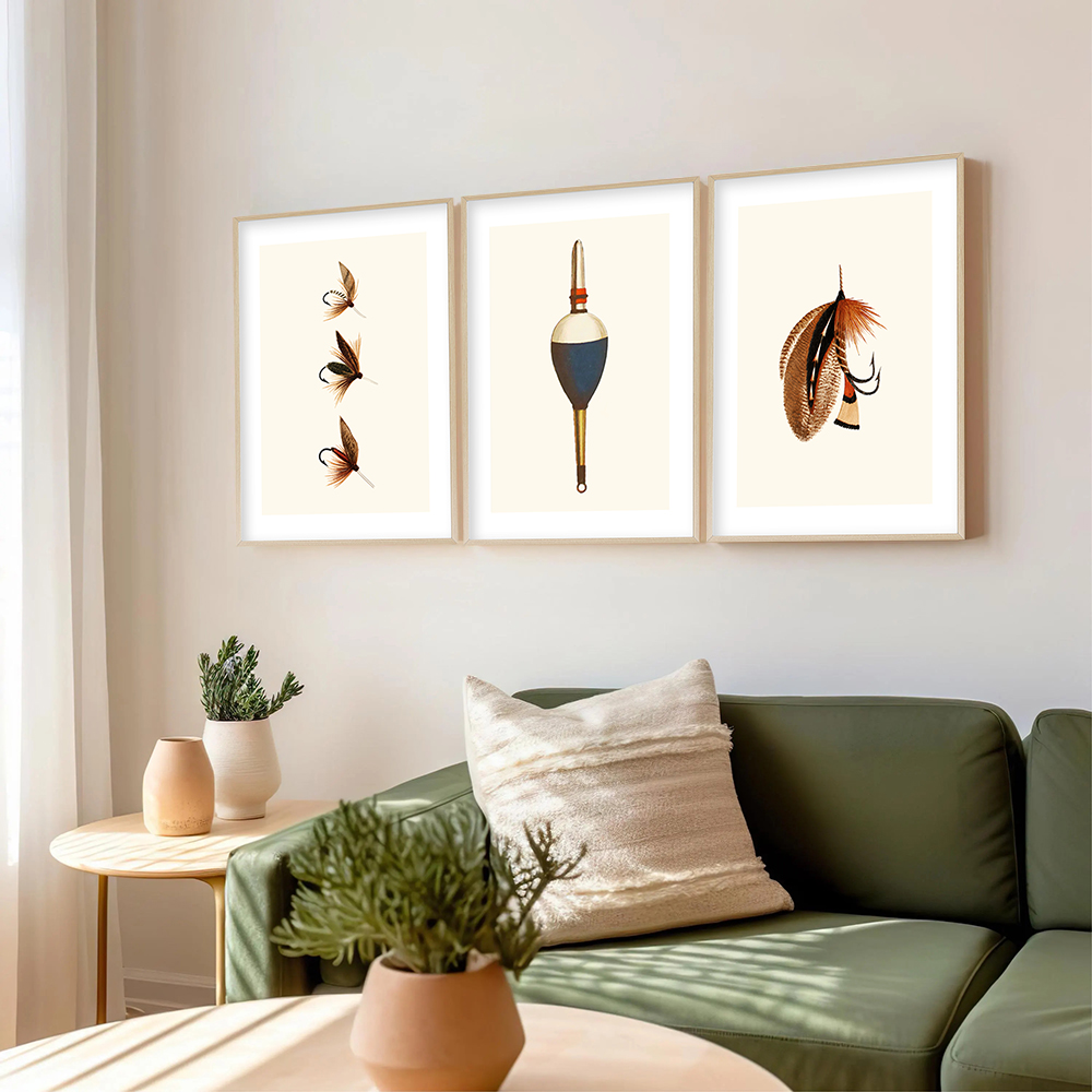 Retro Fishing Theme Art Prints - Tech Room Accessories ulasan dan harga